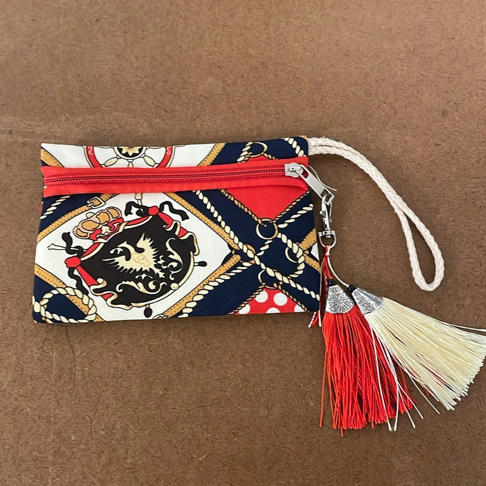 Small wristlet nautical print wallet